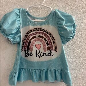 Sky Blue 'Be Kind' Kids Puff Sleeve Top